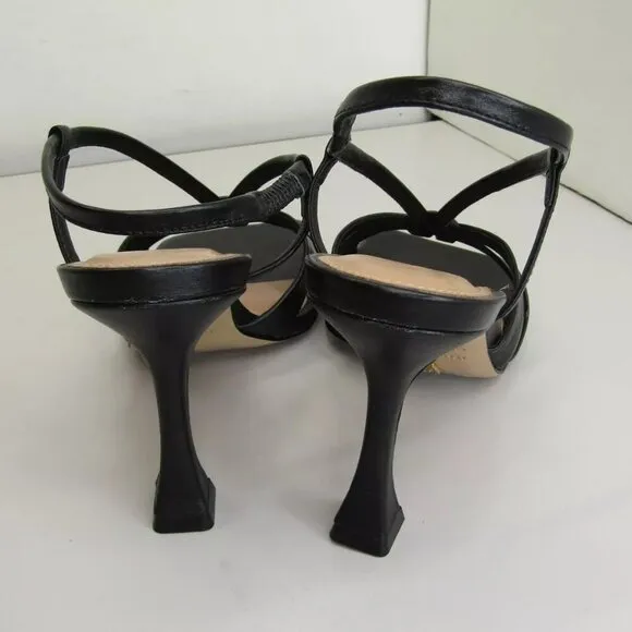 NEW VICENZA Womens Square-Toe Heels Cushioned Slip-On Heel Strap Black Size 9