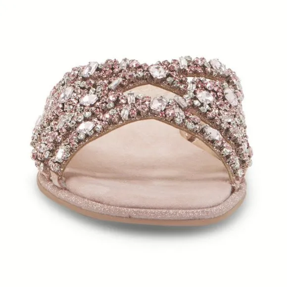 NEW Vince Camuto Size 10 Katia Embellished Sandal Slides - Blush