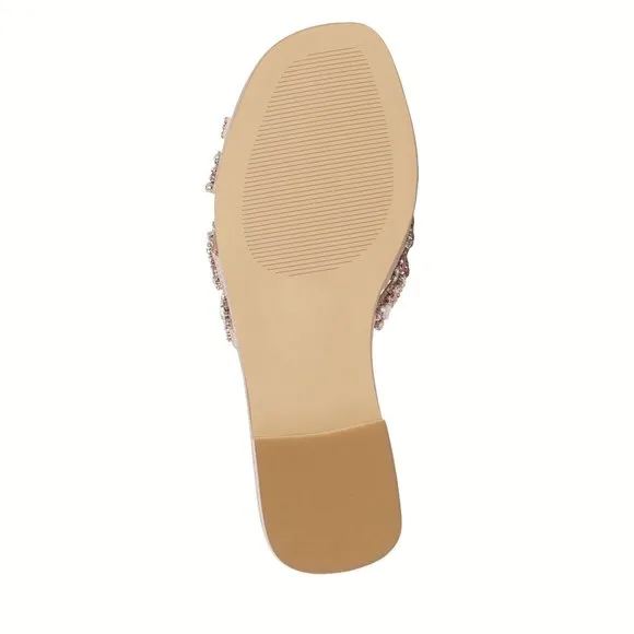 NEW Vince Camuto Size 10 Katia Embellished Sandal Slides - Blush
