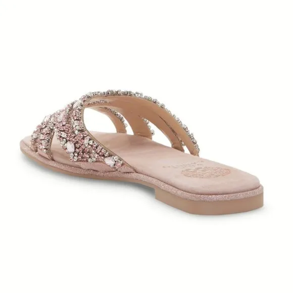 NEW Vince Camuto Size 10 Katia Embellished Sandal Slides - Blush