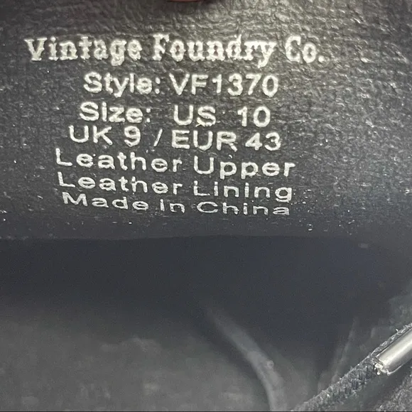 NEW Vintage Foundry Leather Oxfords Shoes Lace Up Black Sz 10