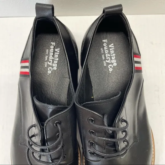 NEW Vintage Foundry Leather Oxfords Shoes Lace Up Black Sz 10