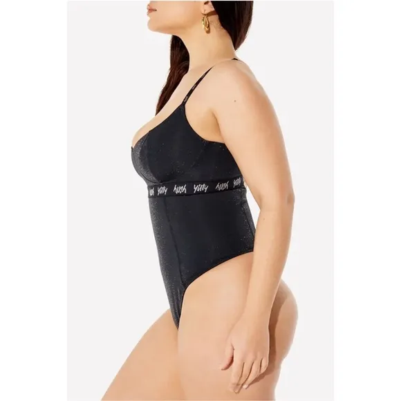 New Yitty Spotlight Shaping Demi Cup Thong Bodysuit in Shimmer black Small
