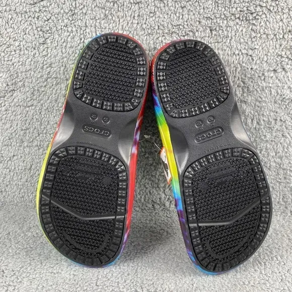 NEW CROCS ON-THE-CLOCK WORK GRAPHIC SLIP-ON Clogs‎ Tie Dye Mens 10 Multi Color