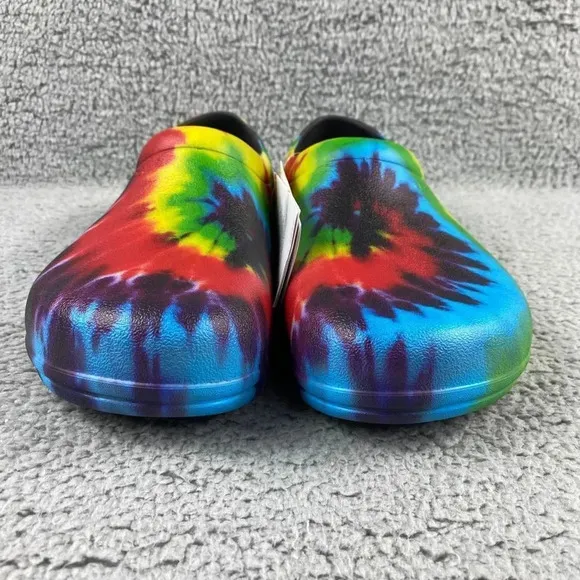 NEW CROCS ON-THE-CLOCK WORK GRAPHIC SLIP-ON Clogs‎ Tie Dye Mens 10 Multi Color