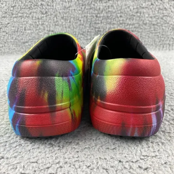 NEW CROCS ON-THE-CLOCK WORK GRAPHIC SLIP-ON Clogs‎ Tie Dye Mens 10 Multi Color