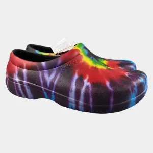 NEW CROCS ON-THE-CLOCK WORK GRAPHIC SLIP-ON Clogs‎ Tie Dye Mens 10 Multi Color