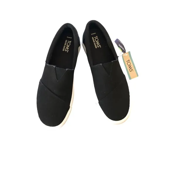 NEW🌟Ortholite TOMS Alp Fenix Platform Slip On Black‎ Canvas Sz 9.5 career comfy