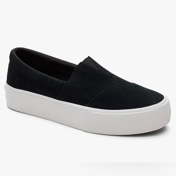NEW🌟Ortholite TOMS Alp Fenix Platform Slip On Black‎ Canvas Sz 9.5 career comfy