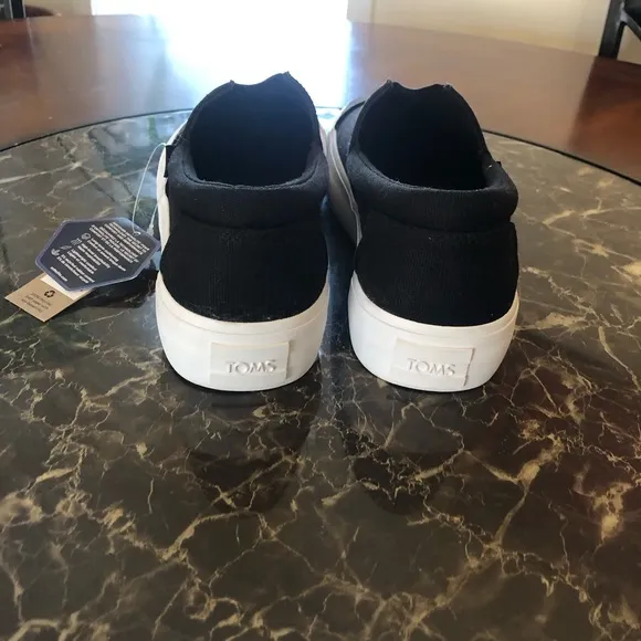 NEW🌟Ortholite TOMS Alp Fenix Platform Slip On Black‎ Canvas Sz 9.5 career comfy
