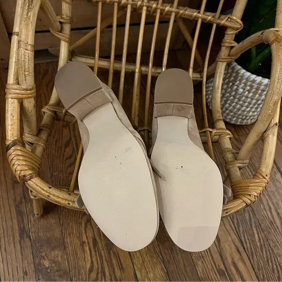 New Steve Madden Beige Suede Fringe Foldover Tassel Oxford Loafer Block Heels