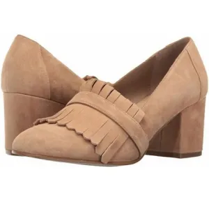 New Steve Madden Beige Suede Fringe Foldover Tassel Oxford Loafer Block Heels