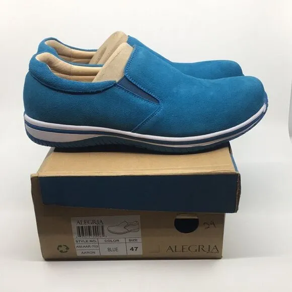 NIB Alegria Men’s Aaron Blur Suede Slip On Shoes - Size 47 EU 13 US