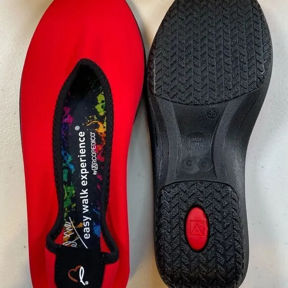 NIB A’rcopedico Women’s Lolita Red Slip On Ballet Flat Walking Comfort- Size 8.5