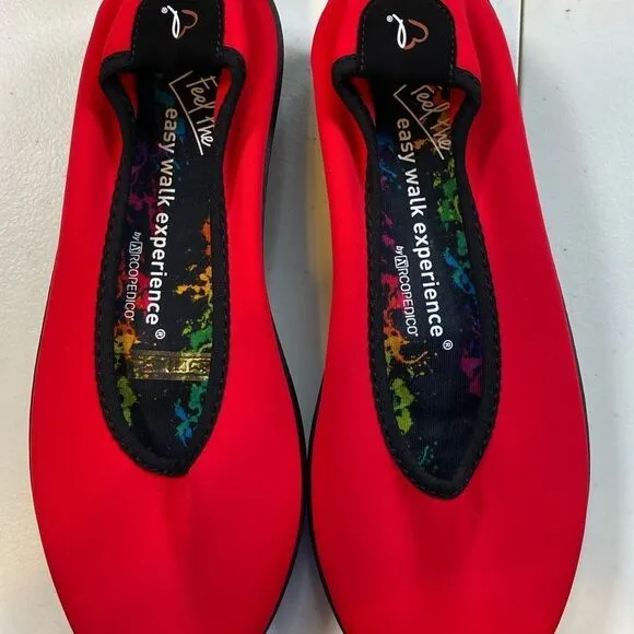 NIB A’rcopedico Women’s Lolita Red Slip On Ballet Flat Walking Comfort- Size 8.5