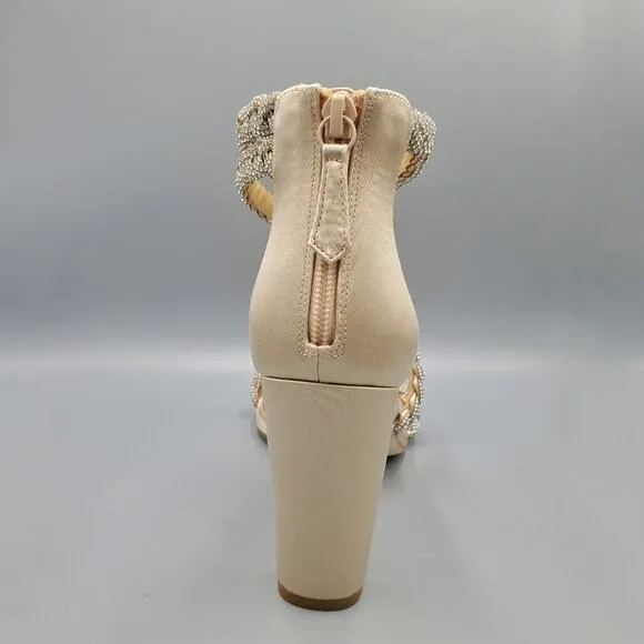 NIB Badgley Mischka Fenix Size 8 Open-Toe High Heels in Nude