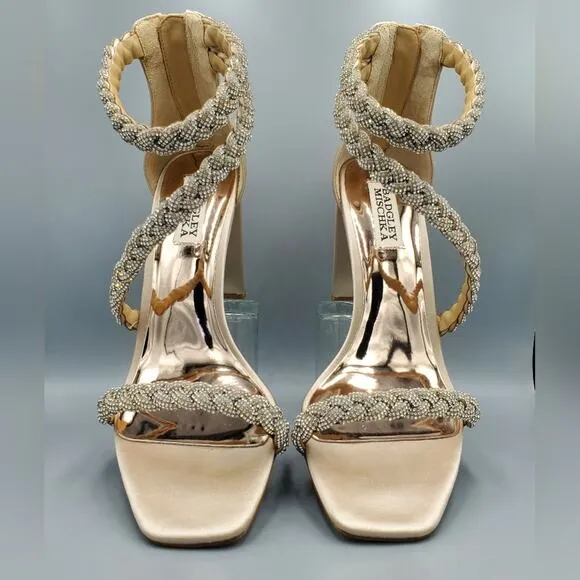 NIB Badgley Mischka Fenix Size 8 Open-Toe High Heels in Nude