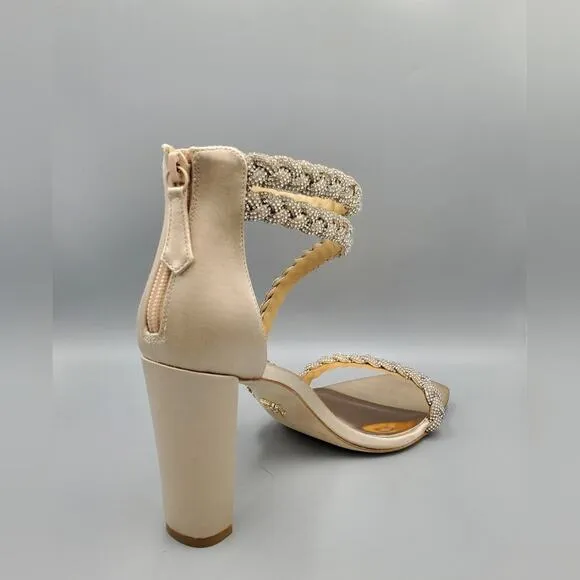 NIB Badgley Mischka Fenix Size 8 Open-Toe High Heels in Nude