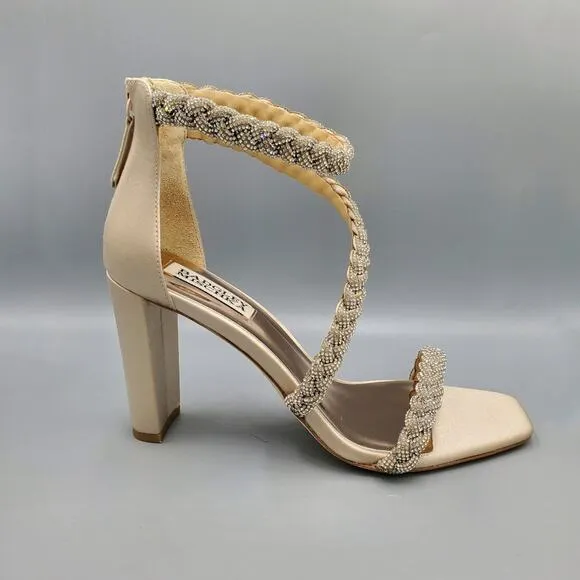NIB Badgley Mischka Fenix Size 8 Open-Toe High Heels in Nude
