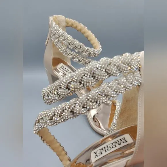 NIB Badgley Mischka Fenix Size 8 Open-Toe High Heels in Nude