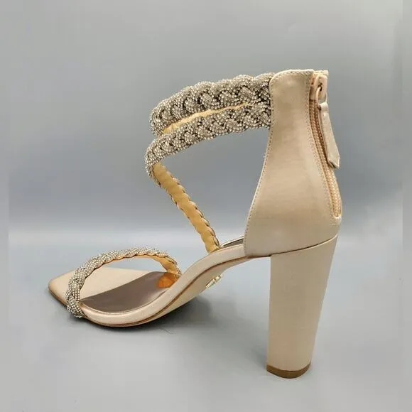 NIB Badgley Mischka Fenix Size 8 Open-Toe High Heels in Nude