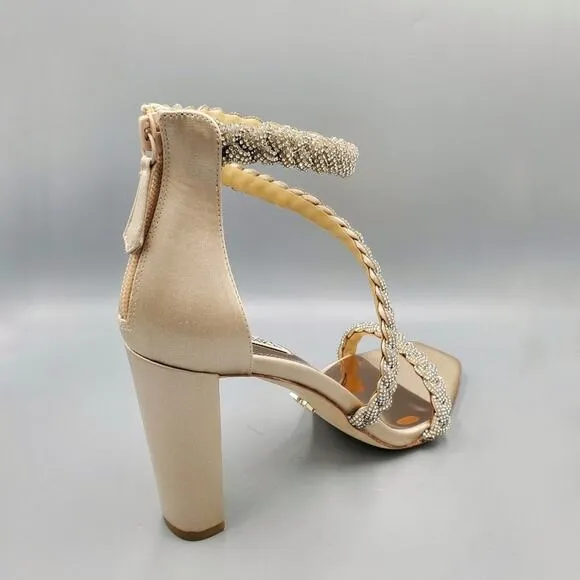 NIB Badgley Mischka Fenix Size 8 Open-Toe High Heels in Nude