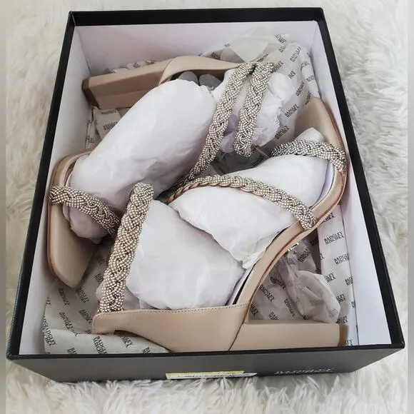 NIB Badgley Mischka Fenix Size 8 Open-Toe High Heels in Nude