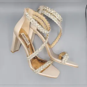 NIB Badgley Mischka Fenix Size 8 Open-Toe High Heels in Nude