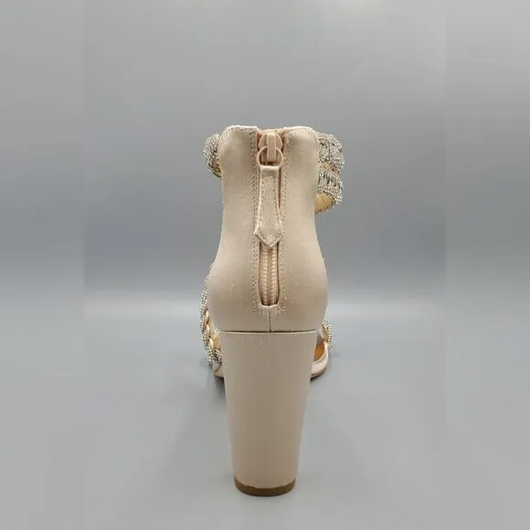 NIB Badgley Mischka Fenix Size 8 Open-Toe High Heels in Nude