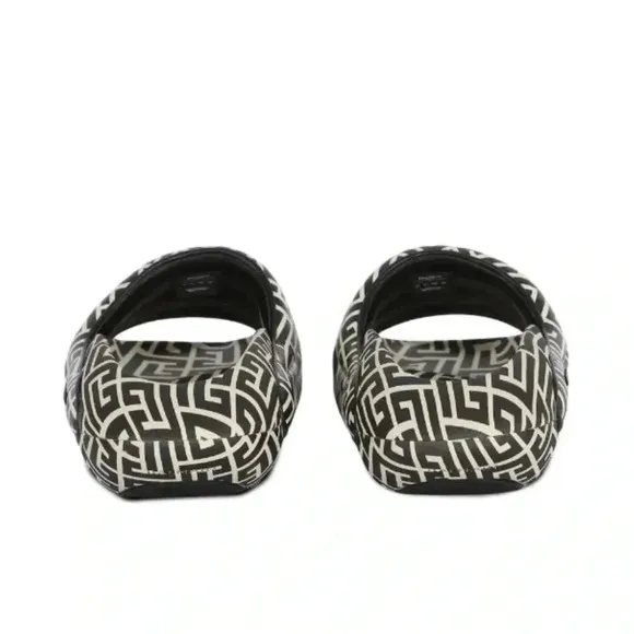 NIB Balmain B-IT monogram-pattern chunky slides mules EU 37 US 7