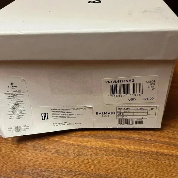 NIB Balmain B-IT monogram-pattern chunky slides mules EU 37 US 7