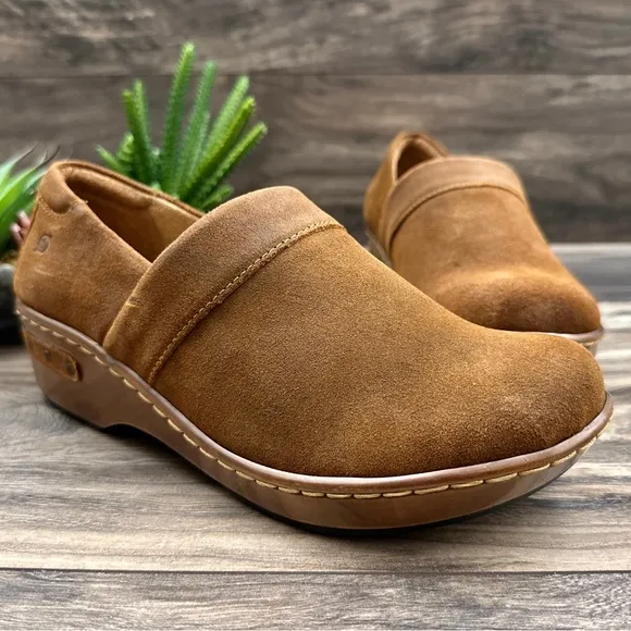 NIB Born Bailie Closed Back Clogs Brown Glazed Ginger Suede 8M 39