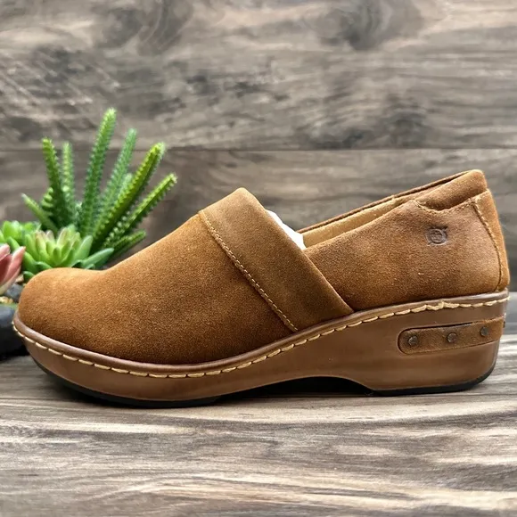 NIB Born Bailie Closed Back Clogs Brown Glazed Ginger Suede 8M 39