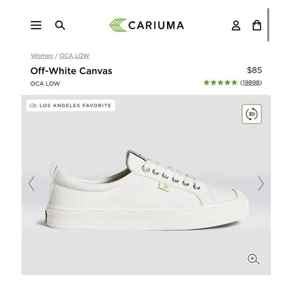 NIB! Cariuma OCA Low Off-White Canvas Sneaker - Size 9