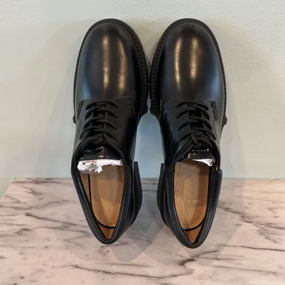 NIB COACH Black Chunky Platform Oxfords Shoes