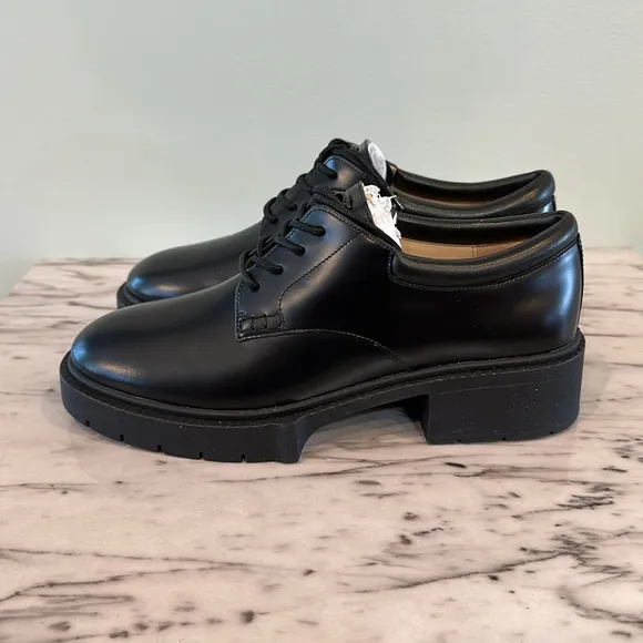 NIB COACH Black Chunky Platform Oxfords Shoes