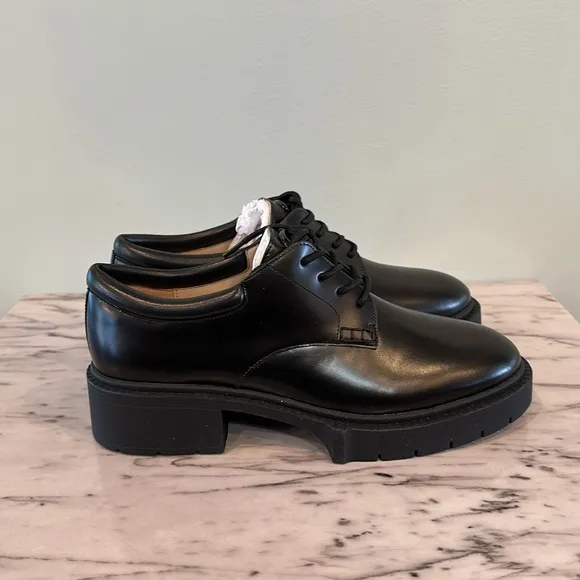 NIB COACH Black Chunky Platform Oxfords Shoes