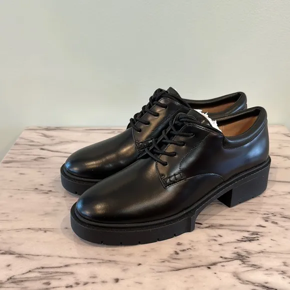 NIB COACH Black Chunky Platform Oxfords Shoes