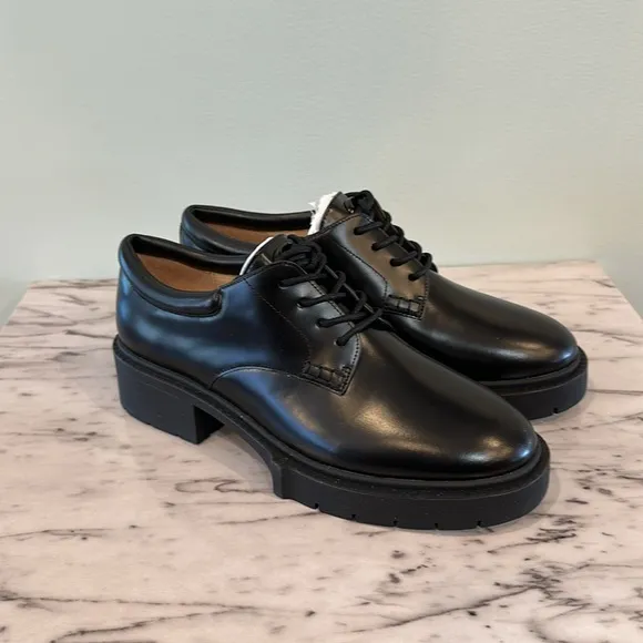 NIB COACH Black Chunky Platform Oxfords Shoes