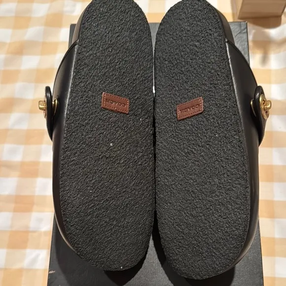 NIB Coach Black Leather Clogs Size 9