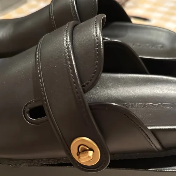 NIB Coach Black Leather Clogs Size 9