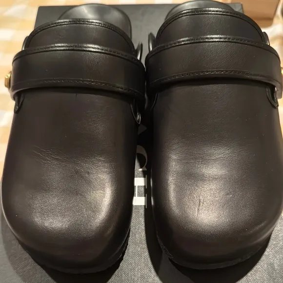 NIB Coach Black Leather Clogs Size 9