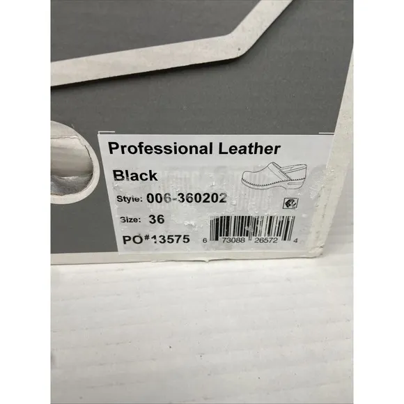NIB DANSKO Professional Leather Black Clog EU 36/US 5.5-6 Occupational Comfy NEW