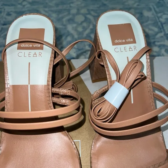 NIB Dolce Vita Anthropologie Luggage Stella Brown Leather Paxx Tie Up Heels 9.5