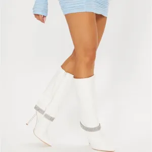 NIB Dylan White Embellished Overlay Knee High Boots - Size 8.5   ***Item: B12