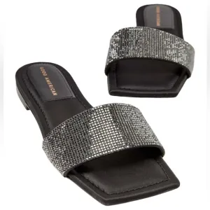 NIB! Good American Crystal Crush Standout Slide Sandal - Size 7