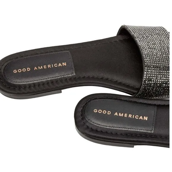 NIB! Good American Crystal Crush Standout Slide Sandal - Size 7