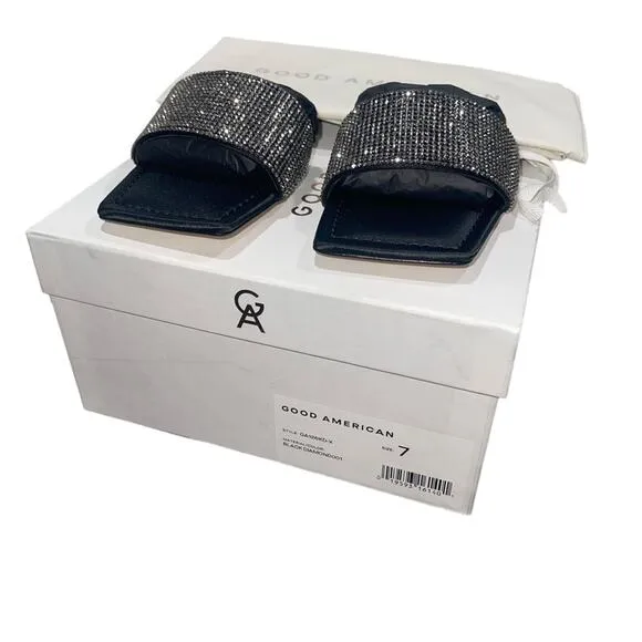NIB! Good American Crystal Crush Standout Slide Sandal - Size 7