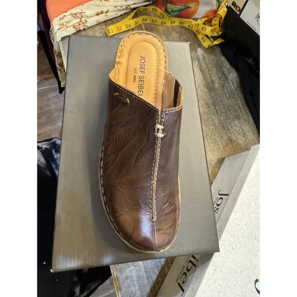 NIB Josef Seibel LEATHER 'Catalonia 54' Clog EU 42/ US 11 Mule Brown MSRP $130