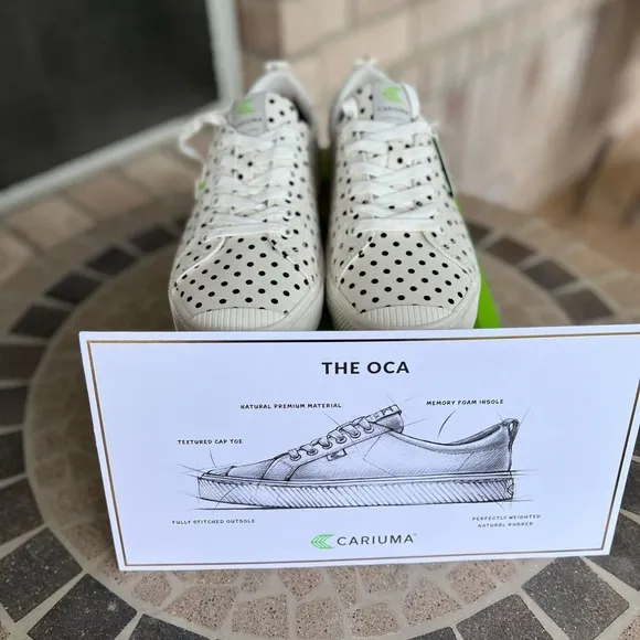 NIB Oca Low White Canvas Black Polka Dot Sneakers 11M/12.5W